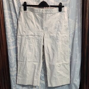 Light Beige Embroidered Cropped Pants